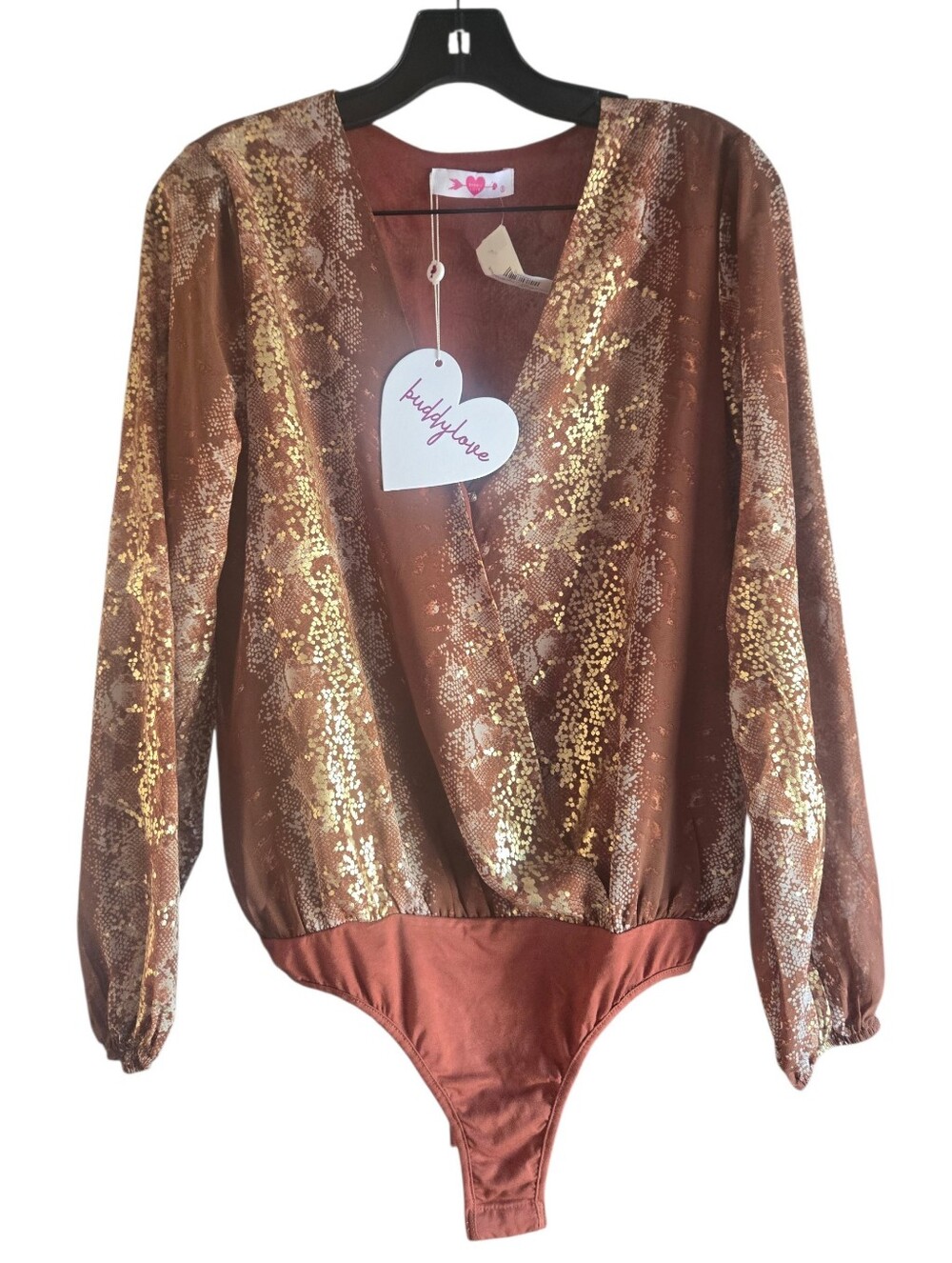 Buddy Love Copper & Gold Sequin Wrap Bodysuit Bandeau